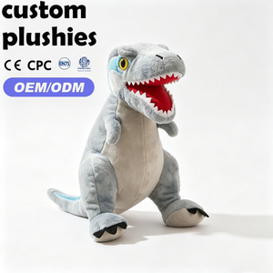 Peluche de Tiranosaurio Rex Gris Realista al por Mayor, Muñeco de Peluche de <span class=keywords><strong>Dinosaurio</strong></span> con Boca Abierta para Regalo de Fanáticos de los Dinosaurios - Product Image 1