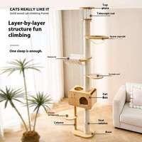 Arbre à chat en bois massif du sol au plafond, hauteur réglable, robuste et durable, avec capsule spatiale, très vendu