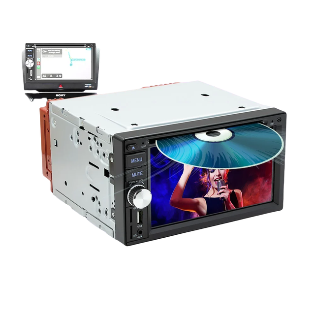 2Din 6.2" Universal Car MP5 Player Auto Stereo with DVD Disc Multimedia Wired Carplay & Android Auto FM Radio USB TF Card AUX