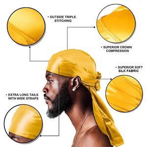 Stampa personalizzata raso seta Durag sciarpa per capelli pirata uomo copricapo fascia per capelli all'ingrosso Designer Durag per uomo bambini s - Product Image 5