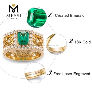 <span class=keywords><strong>Prix</strong></span> d'une bague <span class=keywords><strong>de</strong></span> fiançailles en <span class=keywords><strong>or</strong></span> jaune <span class=keywords><strong>18</strong></span> <span class=keywords><strong>carats</strong></span> avec émeraude verte et moissanite - Product Image 3