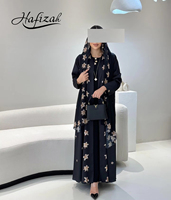 Ensemble Abaya élégant à imprimé floral pour femmes, robe musulmane de luxe Dubaï Kaftan, ensemble de 2 Abayas, robe kimono islamique modeste de Turquie