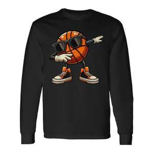 Camiseta de manga larga con estampado digital de baloncesto con gafas de sol, cuello redondo, unisex, para adultos, deportes y juegos - Product Image 1