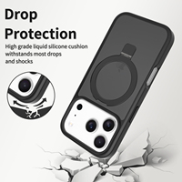 Coque de téléphone antichoc mate à chargement magnétique sans fil avec support annulaire 360° anti-rayures et ajustement mince pour iPhone 17 18 Pro Max