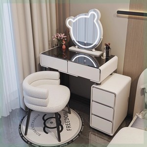 Juego de tocador de maquillaje de diseño moderno de Venta caliente con cajones de espejo ligero y tocador de madera de taburete al por mayor - Product Image 3