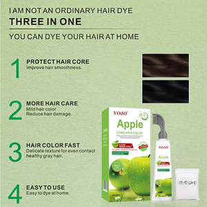 VOJO Crème colorante capillaire à la pomme biologique en gros, 80 ml, <span class=keywords><strong>sans</strong></span> ammoniaque, couleur longue durée, couvre les <span class=keywords><strong>cheveux</strong></span> <span class=keywords><strong>blancs</strong></span> pour application à domicile - Product Image 3
