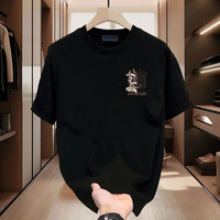T-shirt pour homme avec motif de lion chinois et de tigre, 100% coton, manches courtes, streetwear, imprimé porte-bonheur, haut tendance