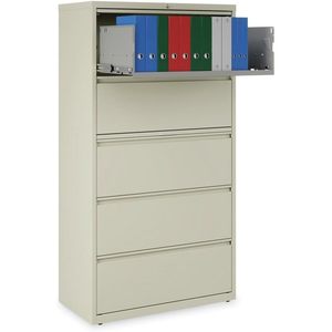 Alera 5-Drawer Lateral <b>File</b> Cabinet Putty 36\" X 18.63\" X 67.63\" Legal/Letter/<b>A4</b>/A5-Size <b>File</b> Drawers - Product Image 4