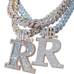 จี้รูปตัวอักษร Mr. R ประดับโมอิสซาไนต์ ทอง 18K ชุบทอง สไตล์ฮิปฮอป สำหรับผู้ชาย - Product Image 3