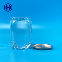 Boîte de conserve transparente en PET personnalisée, mini 230 ml, vide, pour café, thé, boissons énergisantes, jus, soda, boissons, avec couvercles étanches, sans BPA, qualité alimentaire