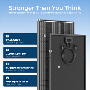N-Typ Solarmodul für Wohngebäude, komplett schwarze PV-Solarmodule auf Lager, 150 W, 180 W, 200 W, 250 W, starres Glas-Solarmodul auf Lager - Product Image 2