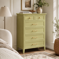 Commode vintage française vert sauge, grande capacité, en bois massif, armoire de rangement pour chambre à coucher, couleur personnalisée