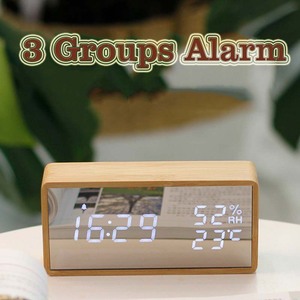 Kỹ Thuật Số Bằng Gỗ Bảng Đồng Hồ Với Nhiệt Độ Độ Ẩm Điều Khiển Bằng Giọng Nói Bằng Gỗ Đồng Hồ Báo Thức Reloj Kỹ Thuật Số Bàn Đồng Hồ - Product Image 5