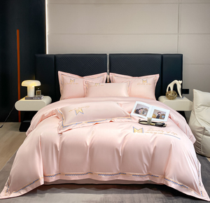 Ensemble de literie quatre pièces en <span class=keywords><strong>coton</strong></span> 100% de haute qualité. Le <span class=keywords><strong>tissu</strong></span> est doux et confortable, avec de détails de broderie exquis. - Product Image 5