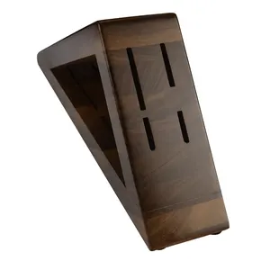 Bloco de faca de madeira de nogueira utilitária para acessórios de cozinha com design personalizado