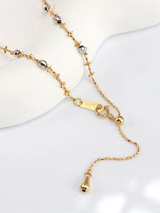 Collar <span class=keywords><strong>de</strong></span> Oro Real <span class=keywords><strong>de</strong></span> 18K AU750 para Mujer Joyería <span class=keywords><strong>de</strong></span> Moda <span class=keywords><strong>Cadena</strong></span> <span class=keywords><strong>de</strong></span> Clavícula con Cuentas Grabadas y Bola Dorada - Product Image 6
