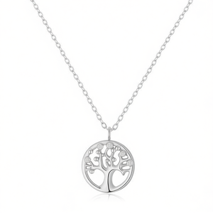 Amy Amy <b>Tree</b> Of Life Pendant Necklace Rhodium Plated Cubic Zirconia Women's Fashion Jewelry Everyday Wearing Gift - Product Image 3