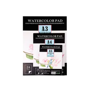Xinbowen New Design A3 A4 A5 Watercolor Pad 180Gsm And 200Gsm 24 Sheets Drawing Watercolor Paper Pad For Art