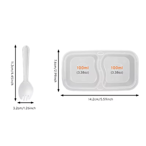 Boîtes à condiments à double compartiment avec fourchettes pour repas à emporter, boîtes transparentes épaisses réutilisables, 20 pièces - Product Image 6