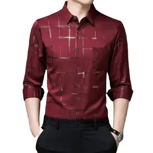 New design printing shirts men 2021 Quality fashion turn down collar blouse long sleeve Tops plus size male clothing