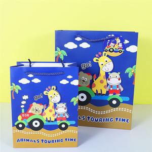 Bolsa de Regalo Azul con Diseño de Animales de Dibujos Animados en 3D de Omet, Material de Cartón Reciclable, Impresión Offset, <span class=keywords><strong>para</strong></span> Velas - Product Image 1