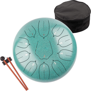 Mini Tambour à Langues en Acier 6 Pouces 11 Notes Instrument de Percussion pour Méditation Yoga avec Livre Musical et Maillet de Transport - Product Image 1