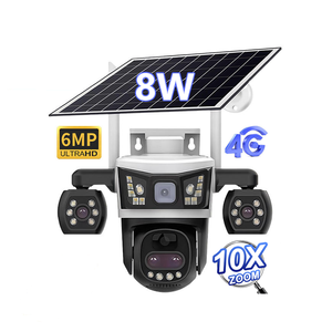 Outdoor 10X ZOOM 6MP IP66 Three Lens Wide Angle Two Way Audio Night Vision 4G PTZ AI Surveillance CCTV Security Solar <b>Camera</b> - Product Image 1