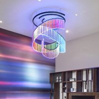 Lustre moderne programmable à tiges de cristal pour hôtels, éclairage de plafond design, tiges de verre éblouissantes personnalisées, LED à hauteur réglable