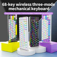 Teclado Mecánico Inalámbrico Tri-Modo AK68 de 68 Teclas, USB Portátil para Oficina, Juegos, Laptop, PC de Escritorio, Teléfono, Tablet, Mac/iPad