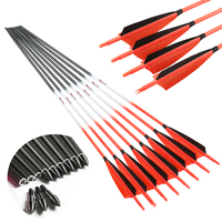 Flèches de tir à l'arc en carbone pur, ID 6,2 mm, avec fletchings en plumes véritables, pour la chasse et le tir au carquois - Vente en gros