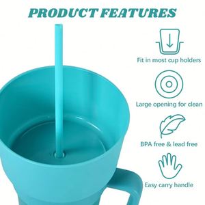 Gobelet réutilisable 32oz avec bol intégré pour couples, idéal pour les soirées cinéma et les événements festifs – Le choix créatif pour les popcorns. - Product Image 2