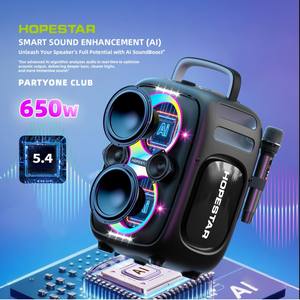 HOPESTAR Partyone Club 650W Enceinte Bluetooth portable sans fil haute puissance pour extérieur avec réglage sonore IA et effets lumineux colorés - Product Image 5