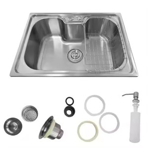 Vente chaude Prizi <span class=keywords><strong>Cheff</strong></span> 50cm En Acier Inoxydable Simple Bol Évier De Cuisine 304 + Pia De Torneira Gourmet Granit Top Deux Top Vendeur - Product Image 4