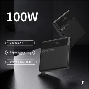 Power Bank Laptop portabel 100W, 20000mAh 4 in 1 Output dua arah Input PD65W PD35W powerbank pengisian daya luar ruangan untuk Notebook