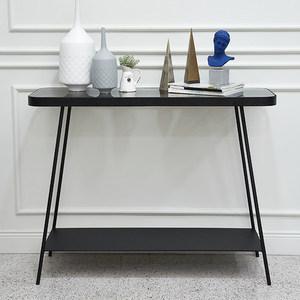 Nordique 2 niveaux noir métal <span class=keywords><strong>rectangulaire</strong></span> <span class=keywords><strong>Console</strong></span> verre café <span class=keywords><strong>Console</strong></span> Table décoration maison Mesas De Centr Draht Tisch - Product Image 4