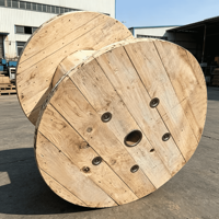 Bobines de câbles en bois massif à base stable, portables pour site industriel, grande capacité, pour le stockage et le déroulement de câbles