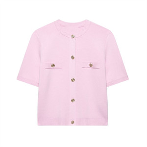 KAR&OT ZA Novedad Verano 2025 Top Corto Tipo Cárdigan <span class=keywords><strong>de</strong></span> Punto para Mujer en Color Sólido con Cuello Redondo 6236009 1822023 1822022 - Product Image 6