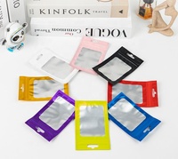 Sachet d'emballage personnalisé mini transparent refermable anti-humidité en PE holographique rose pour aliments, snacks et boucles d'oreilles