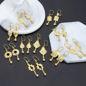 أقراط متدلية من النحاس "المجوهرات" الأعلى مبيعًا مطلية بذهب عيار 24 قيراطًا على الطراز الآسيوي أقراط ذات طابع عرقي هندي