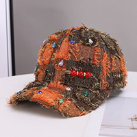 Gorra de Béisbol de Tela Esponjosa Estilo Americano con Adornos de Cuentas, Gorro para Adultos para Fiestas y Bodas, Disponible en Stock, Venta al Por Mayor