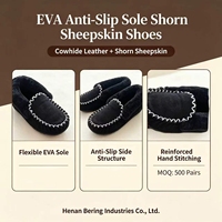Chaussures mocassins en cuir de vachette et peau de mouton, doublées de fourrure chaude et moelleuse, pour femme, idéales pour l'hiver