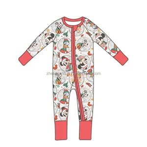 Custom Print Baby Romper Infants Kids Cartoon Jumpsuits Boys Christmas Mouse Pattern Long Sleeve Onesies