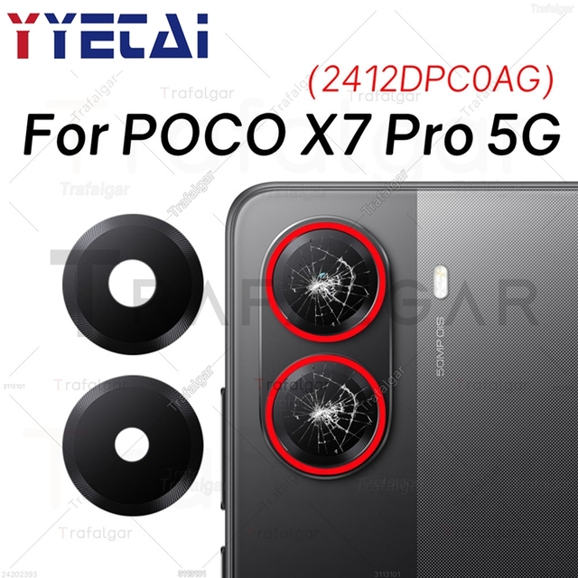 Back Camera Lens For Xiaomi POCO X7 Pro 5G Rear Camera Glass Cover Replacement With Adhesive Sticker 2412DPC0AG