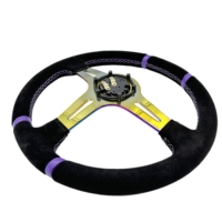 350 MM universel daim cuir violet galvanoplastie support dérive voiture de sport volant