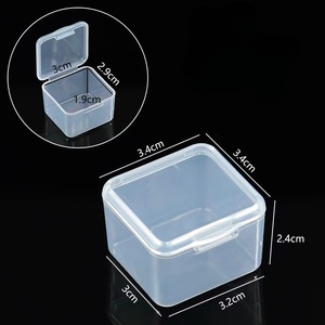 Mini caja transparente cuadrada para guardar joyas, 3,4 cm, con tapa para tapones para los oídos, organizador portátil - Product Image 1