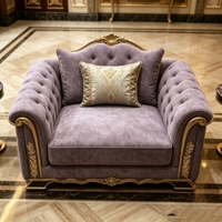 Luxuriöses L-förmiges Modulares Sofa-Set in Lila Samt mit Edelstahlbeinen und Goldverzierung, Schwammgepolsterter Couchtisch für das Wohnzimmer