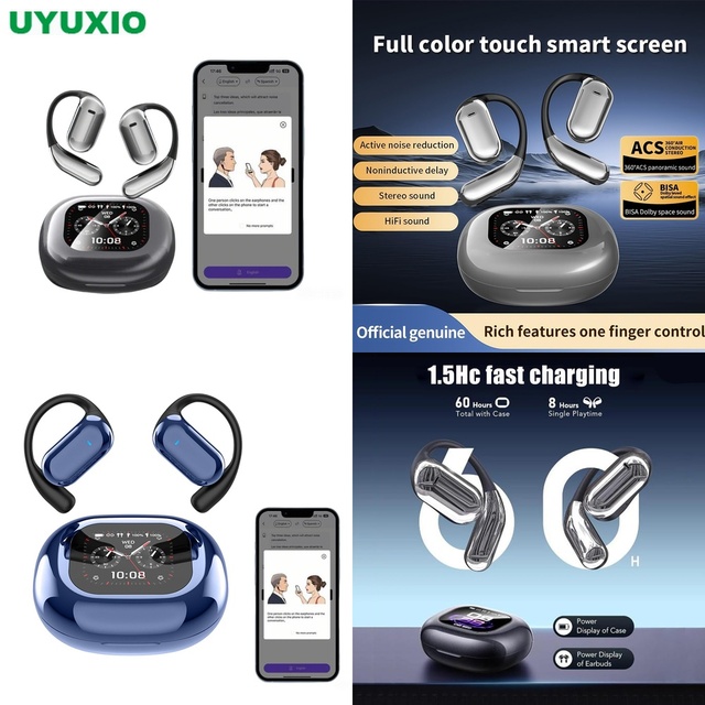 Advanced AI Translator Earbuds 144 Languages with Screen Case Wireless Open Ear Headset Real Time Voice Translator for Travelers