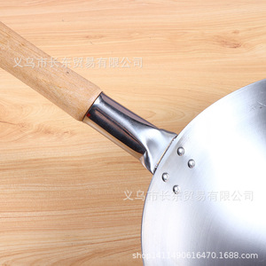 กระทะเหล็กกล้าไร้สนิมคังเล่ย ขนาด 34 ซม. ก้นกลม ด้ามไม้ ใช้ได้ทั้งในครัวเรือนและเชิงพาณิชย์ - Product Image 2