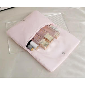 Nueva bolsa de almacenamiento de cosméticos rosa con tapa abatible - bolsa de maquillaje suave - organizador de baño - bolso de hombro individual - Product Image 5