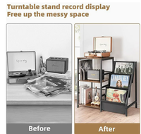 Support de Présentation 3 Niveaux en Métal et Bois pour CD, Vinyles, Livres, Magazines et Albums – Personnalisable en Usine